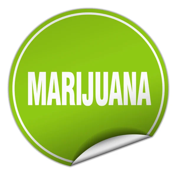 Marijuana round green sticker isolated on white — Stock Vector