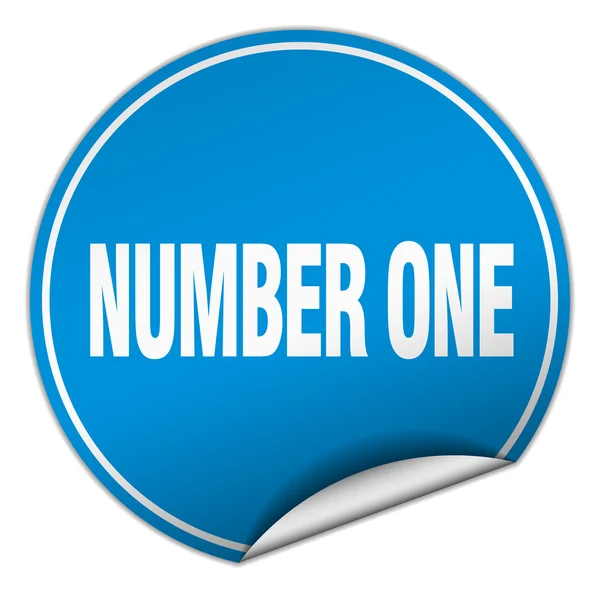 Number one round blue sticker isolated on white — Stock Vector