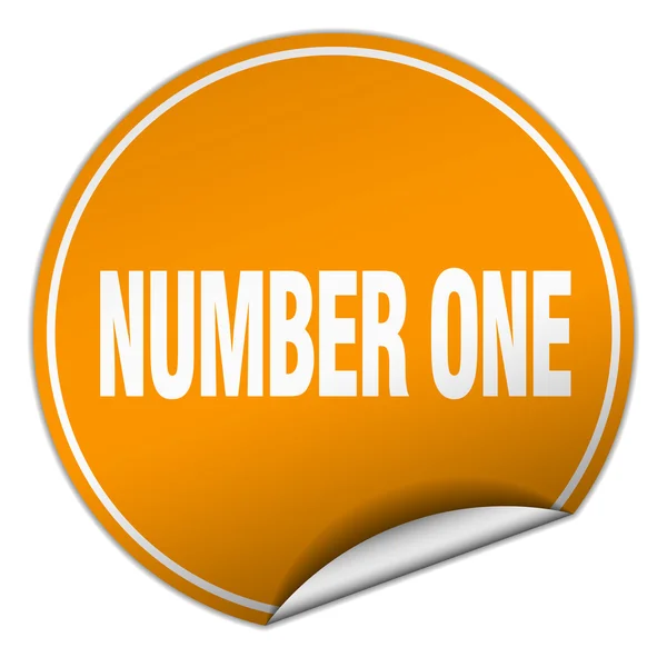 Number one round orange sticker isolated on white — Stock Vector