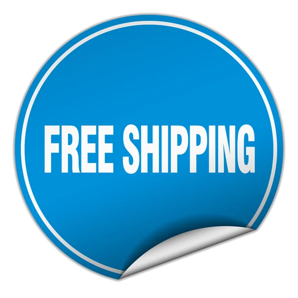 Free shipping round blue sticker isolated on white — Stock Vector