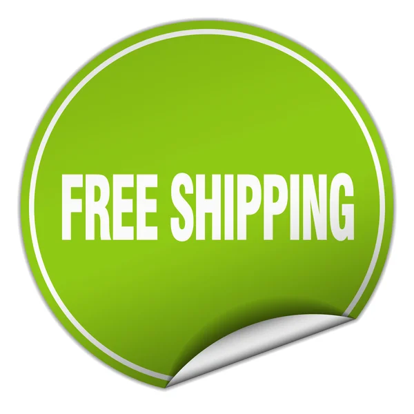 Free shipping round green sticker isolated on white — Stock Vector