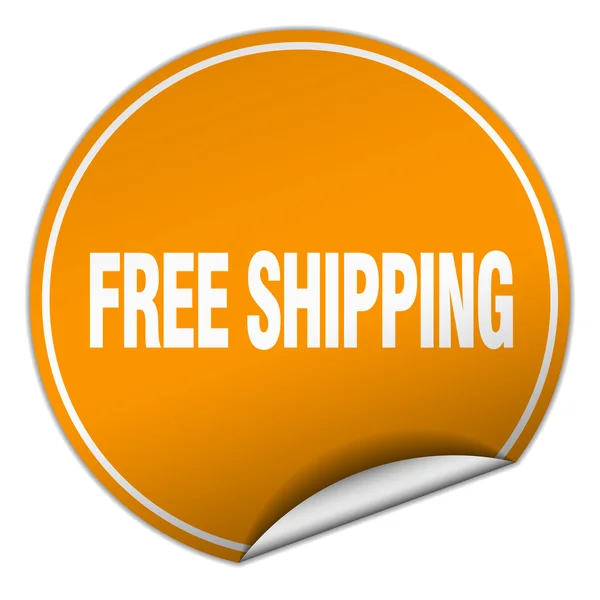 Free shipping round orange sticker isolated on white — Stock Vector