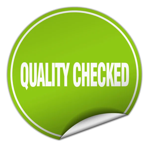 Quality checked round green sticker isolated on white — Stock Vector