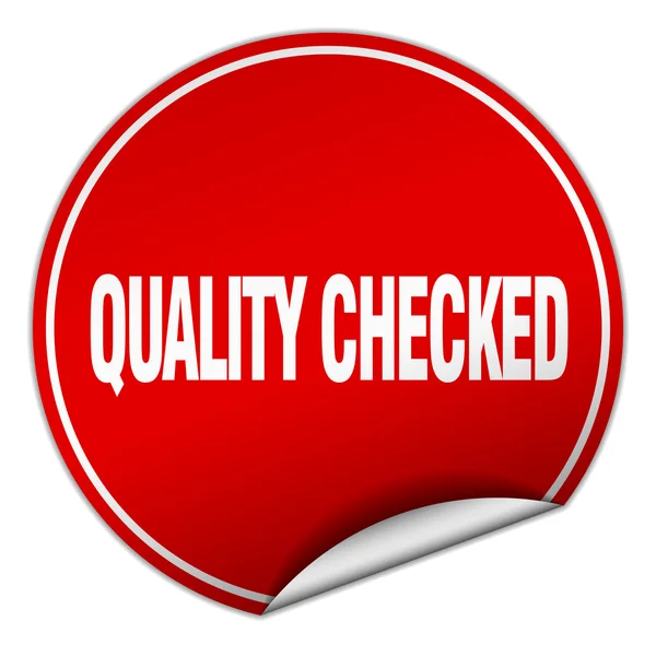 Quality checked round red sticker isolated on white — Stock Vector