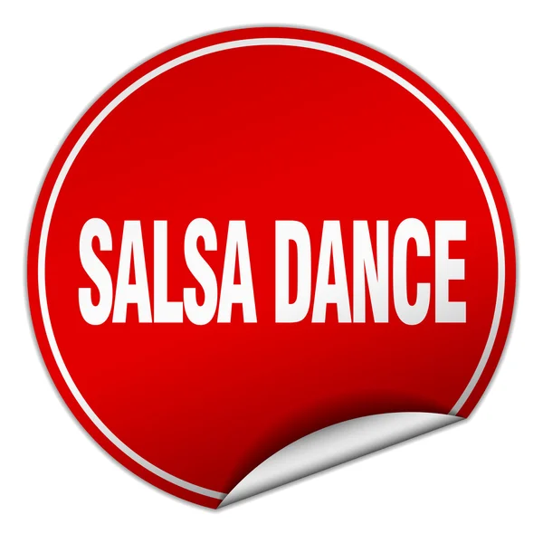 Baile de salsa redondo pegatina roja aislada en blanco — Archivo Imágenes Vectoriales