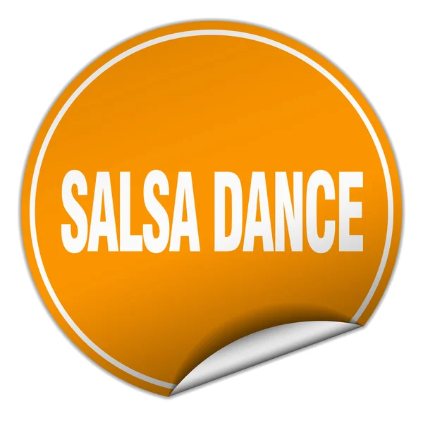 Pegatina redonda de baile de salsa naranja aislada en blanco — Vector de stock