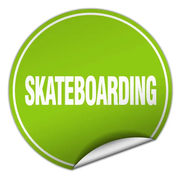Autocollant skateboard rond vert isolé sur blanc — Image vectorielle