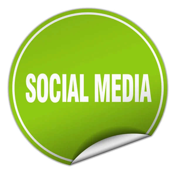 Sociale media ronde groene sticker geïsoleerd op wit — Stockvector