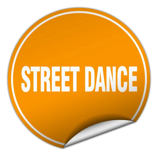 Street dance okrągły pomarańczowy naklejki na białym tle — Wektor stockowy