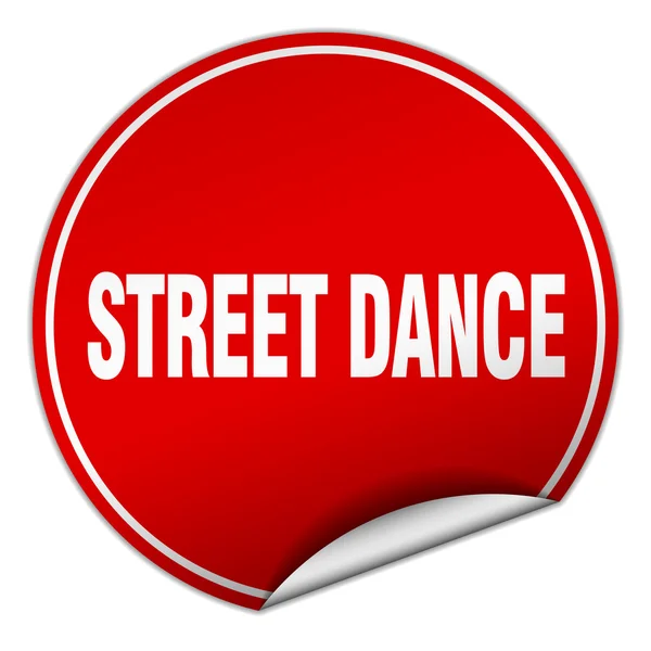 Streetdance ronde rode sticker geïsoleerd op wit — Stockvector