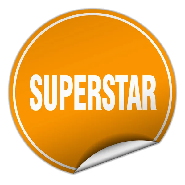 Superstar round orange sticker isolated on white — Stock Vector