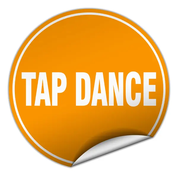 Tap dance round orange sticker isolated on white — Stock Vector