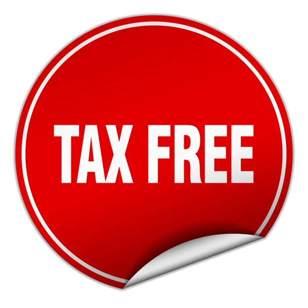 Tax free rotondo adesivo rosso isolato su bianco — Vettoriale Stock