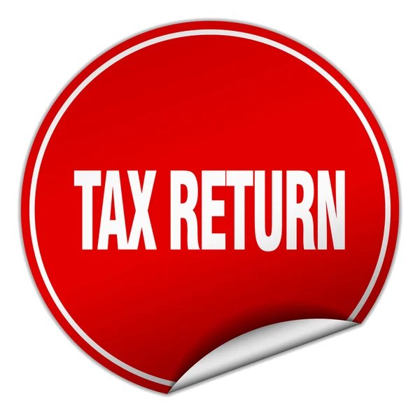 Declaração de imposto redondo adesivo vermelho isolado no branco —  Vetores de Stock
