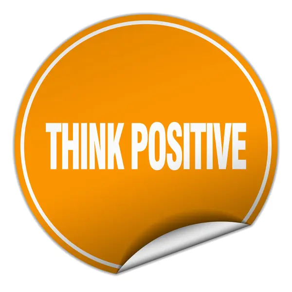 Think positive round orange sticker isolated on white — Stock Vector