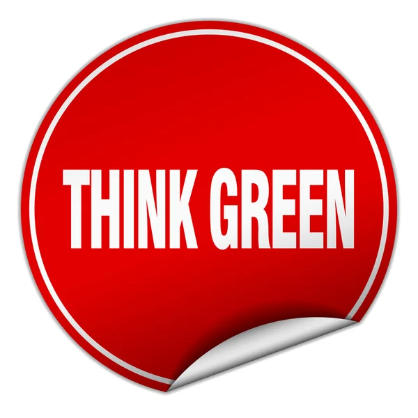 Think green round red sticker isolated on white — Stock Vector