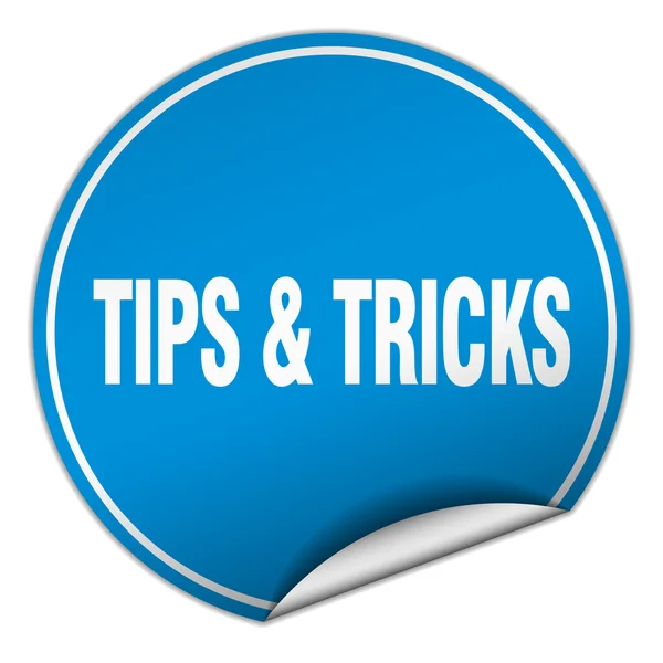 Tips & trucs ronde blauwe sticker geïsoleerd op wit — Stockvector