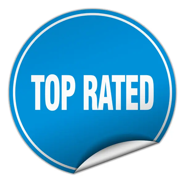 Top rated round blue sticker isolated on white — Stock Vector