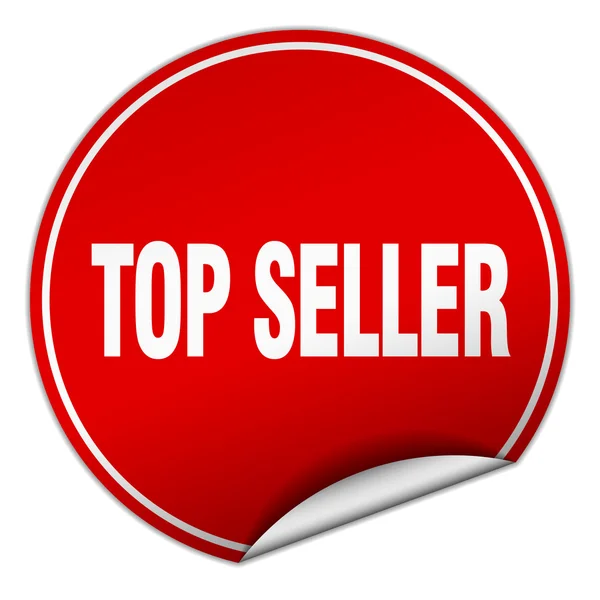 Top seller round red sticker isolated on white — Stock Vector