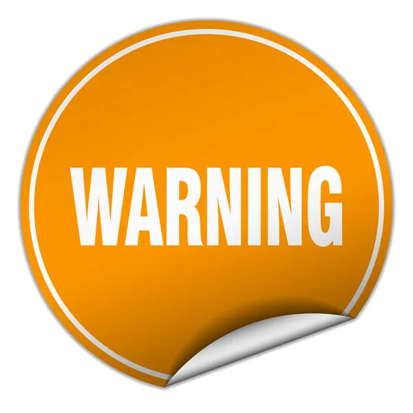 Предупреждение круглая оранжевая наклейка — стоковый вектор