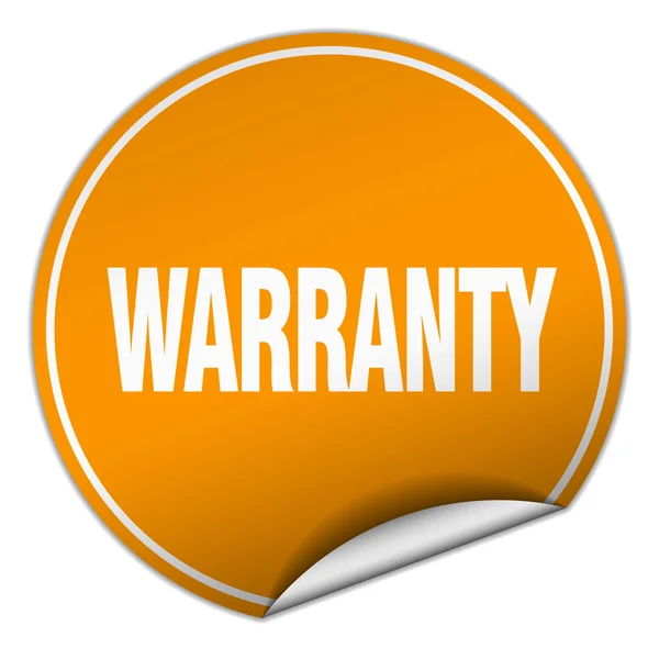 Warranty round orange sticker isolated on white — Stock Vector