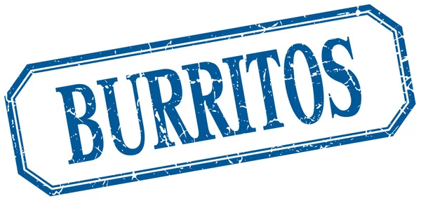 Burrito mavi grunge vintage izole etiket kare — Stok Vektör