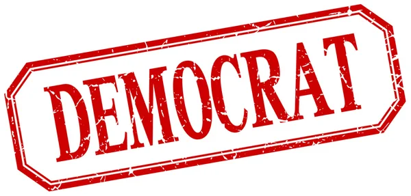 Democrazia piazza rosso grunge vintage isolato etichetta — Vettoriale Stock