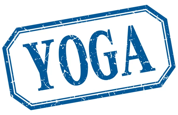 Yoga cuadrado azul grunge vintage aislado etiqueta — Vector de stock