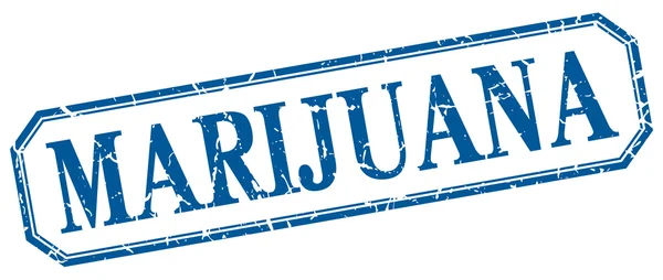 Marijuana piazza blu grunge vintage isolato etichetta — Vettoriale Stock
