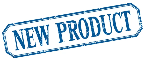 Nieuw product vierkant blauwe grunge vintage geïsoleerde label — Stockvector