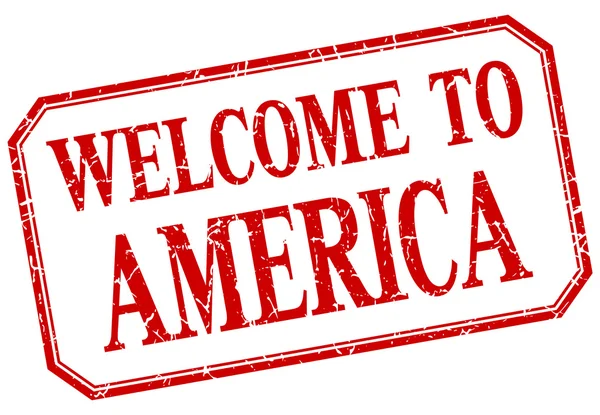 America - welcome red vintage isolated label — Stock Vector