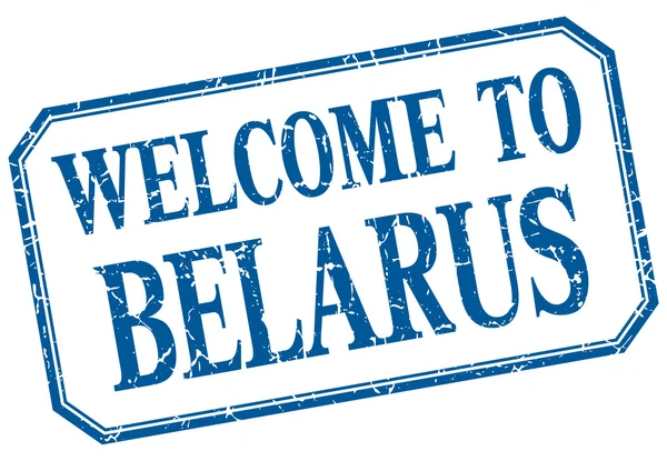 Belarus - welcome blue vintage isolated label — Stock Vector