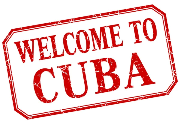 Cuba - bienvenida etiqueta roja vintage aislada — Archivo Imágenes Vectoriales