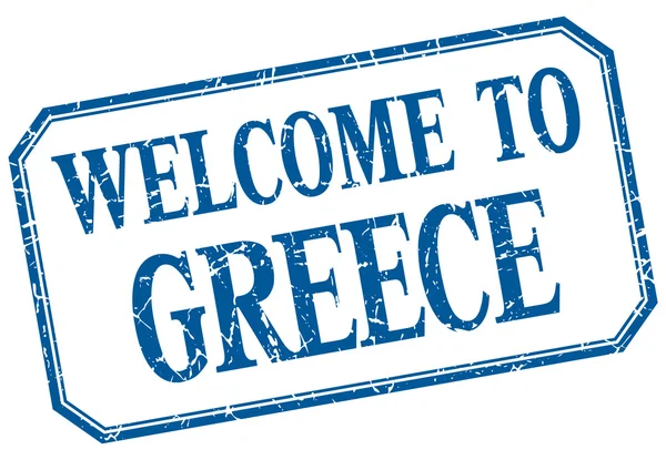 Greece - welcome blue vintage isolated label — Stock Vector