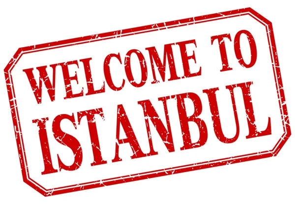 Стамбул - Ласкаво просимо червоний vintage ізольованих етикетки — стоковий вектор