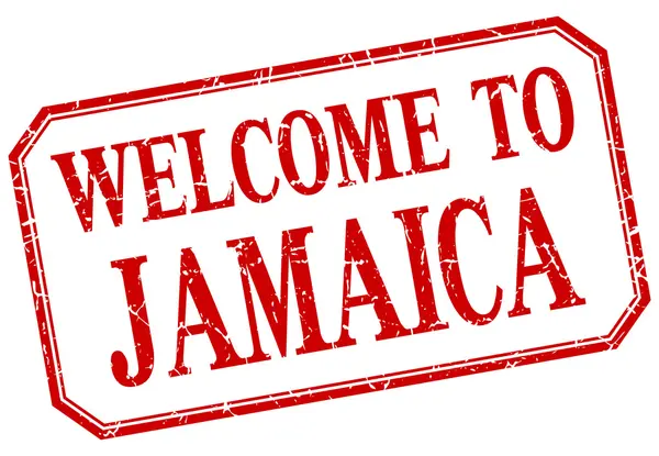Jamaica - welcome red vintage isolated label — Stock Vector