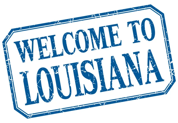 Louisiana - bienvenida etiqueta aislada vintage azul — Vector de stock