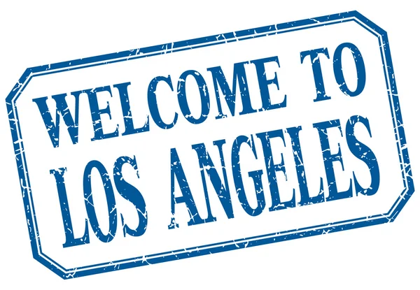 Los Angeles - bienvenue étiquette isolée vintage bleue — Image vectorielle