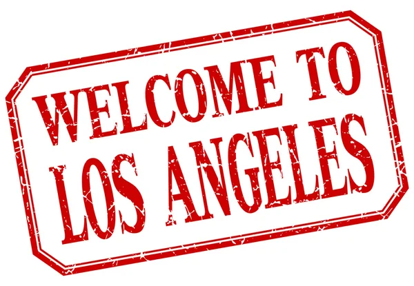 Los Angeles - etichetta isolata vintage rossa di benvenuto — Vettoriale Stock