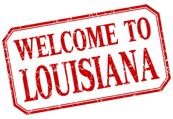 Louisiana - bienvenida etiqueta aislada vintage rojo — Vector de stock