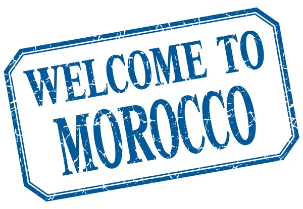 Marokkó - Üdvözöljük kék vintage elszigetelt címke — Stock Vector