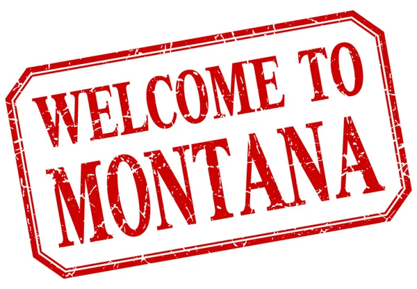 Montana - welcome red vintage isolated label — Stock Vector