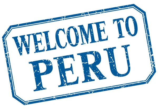 Перу - Ласкаво просимо синій vintage ізольованих етикетки — стоковий вектор