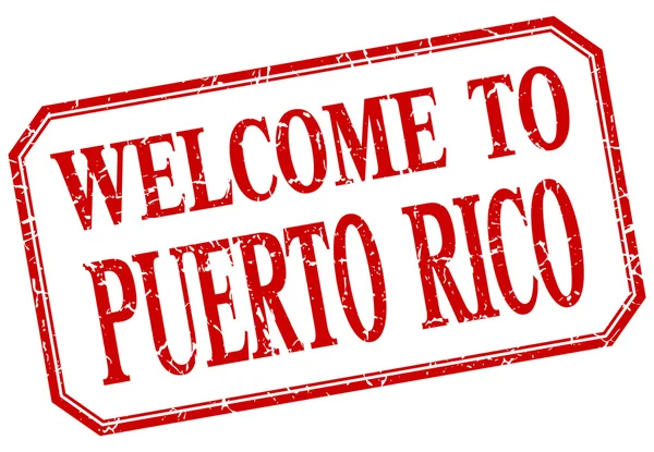 Puerto Rico - bienvenida etiqueta roja vintage aislada — Vector de stock