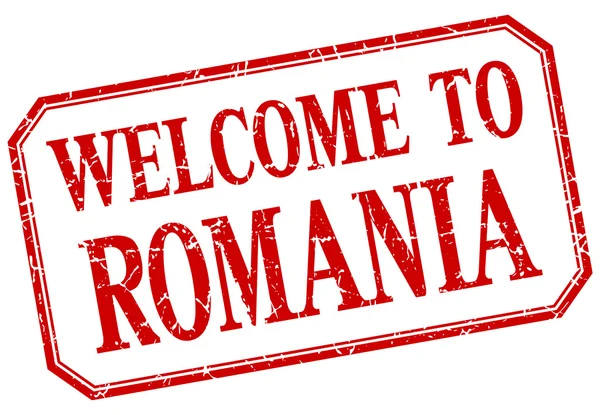 Romania - welcome red vintage isolated label — Stock Vector