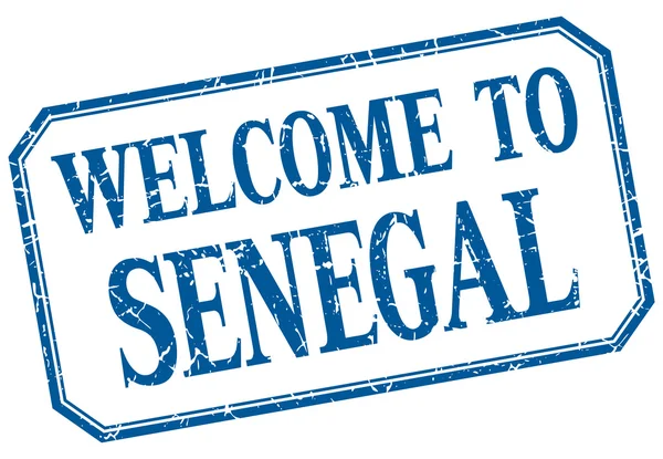 塞内加尔-欢迎蓝色复古孤立标签 — 图库矢量图片