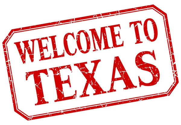 Texas - benvenuto etichetta isolata vintage rossa — Vettoriale Stock