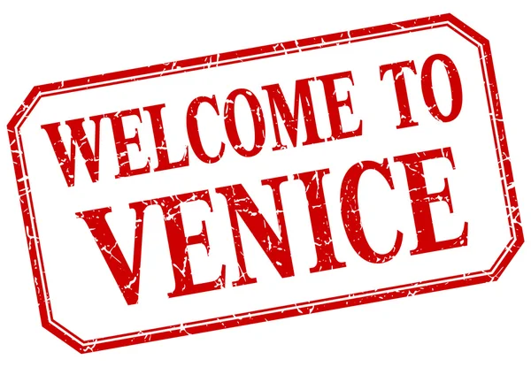 Venice - welcome red vintage isolated label — Stock Vector