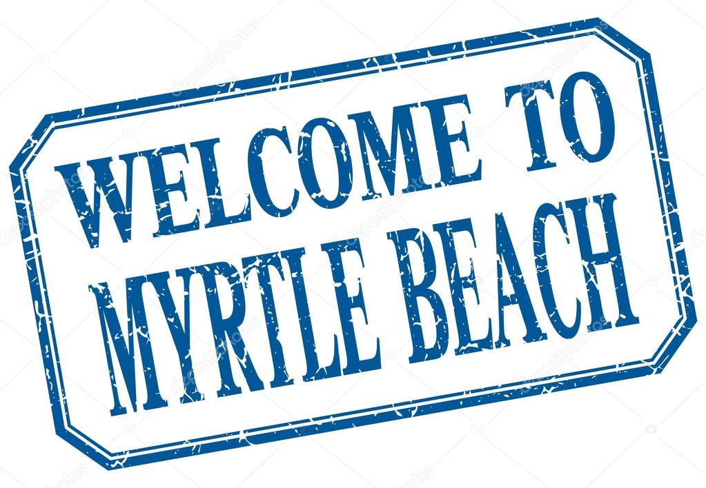 Myrtle Beach - welcome blue vintage isolated label
