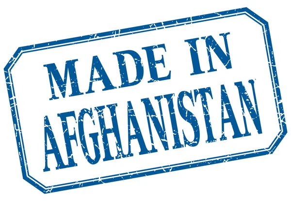 Afganistan - mavi vintage izole etiketinde yapılan — Stok Vektör